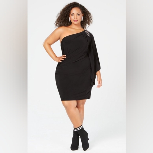 Black one shoulder mini dress - Picture 1 of 6
